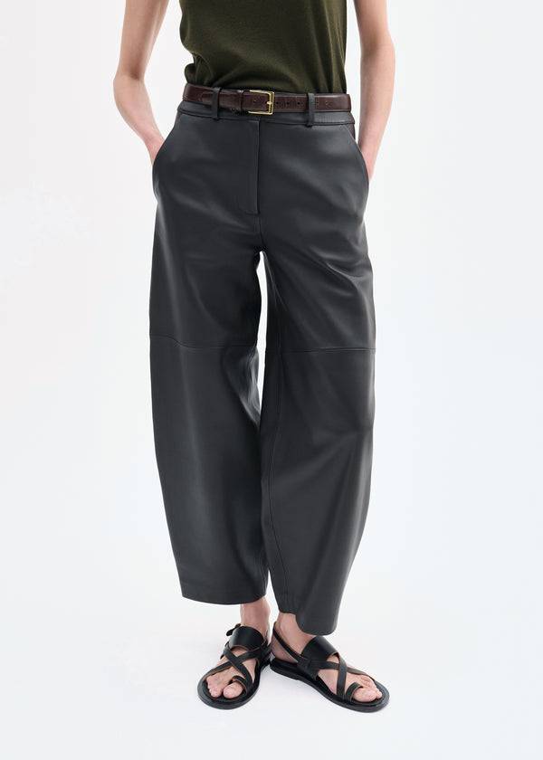 Co Cropped Leather Trouser Chocolate
