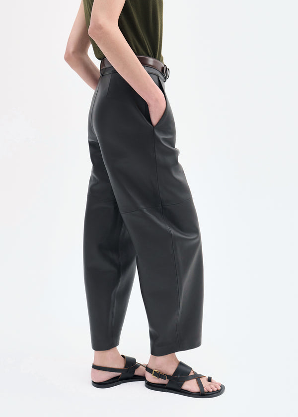 Co Cropped Leather Trouser Chocolate