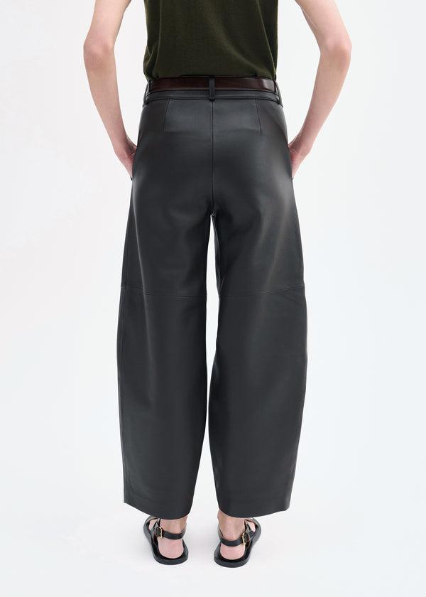 Co Cropped Leather Trouser Chocolate