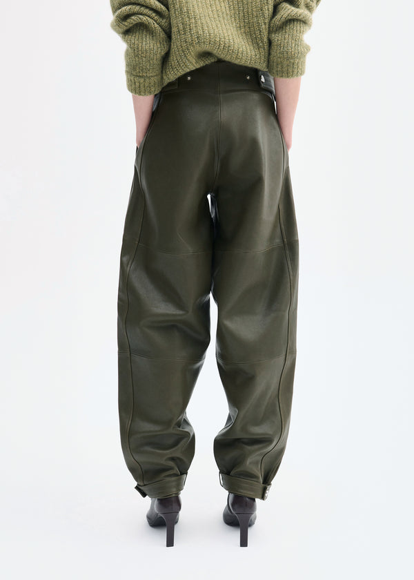 Co Curved Trouser In Leather Olive