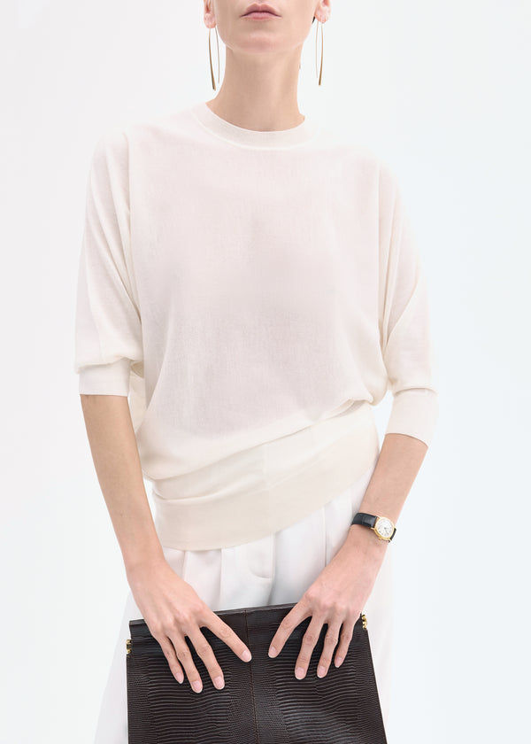 Co Draped Knit Top In Fine Cashmere Ivory