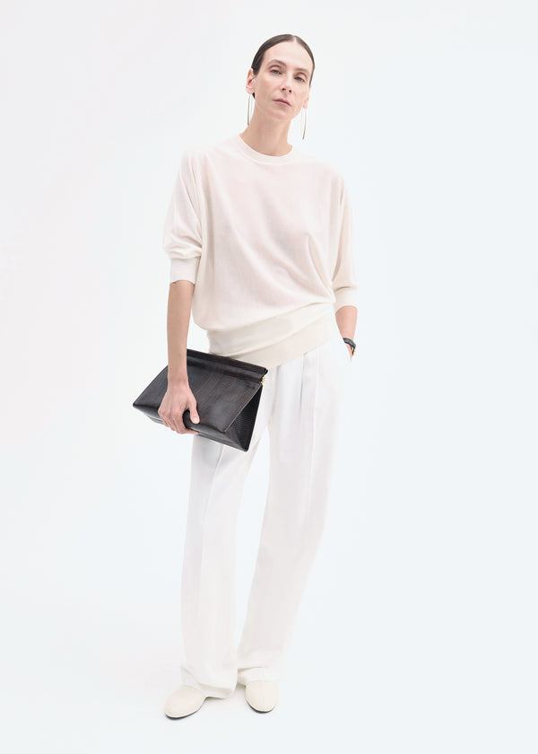co Draped Knit Top in Fine Cashmere Ivory