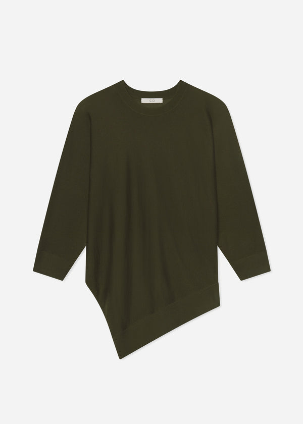 Co Draped Knit Top In Fine Cashmere Olive