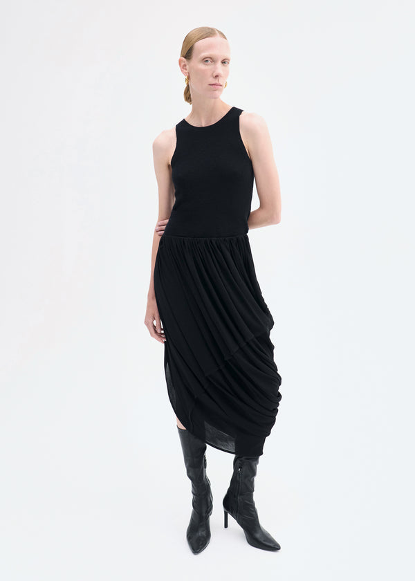 co Draped Skirt in Viscose Jersey Black