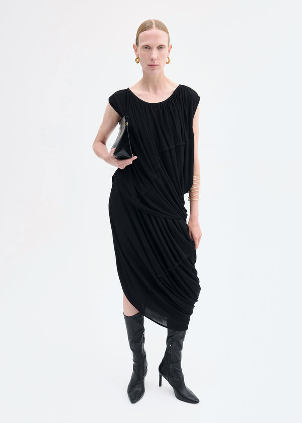 co Draped Top in Crepe Jersey Black