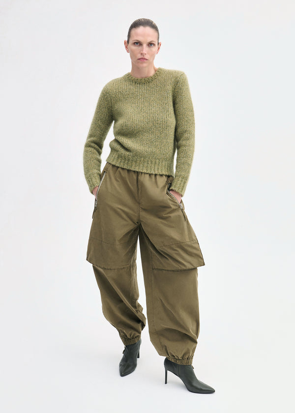Co Fitted Crew In Cashmere Silk Mossy