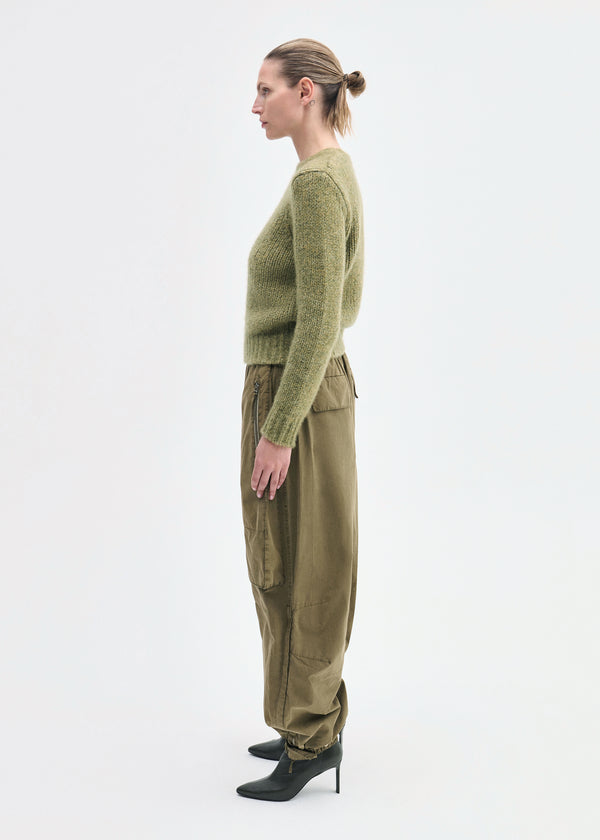 Co Fitted Crew In Cashmere Silk Mossy