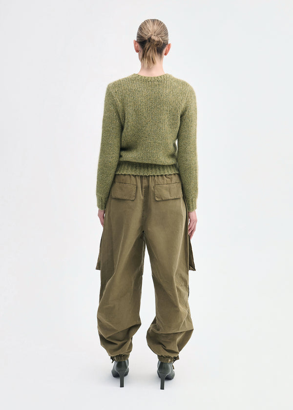 Co Fitted Crew In Cashmere Silk Mossy