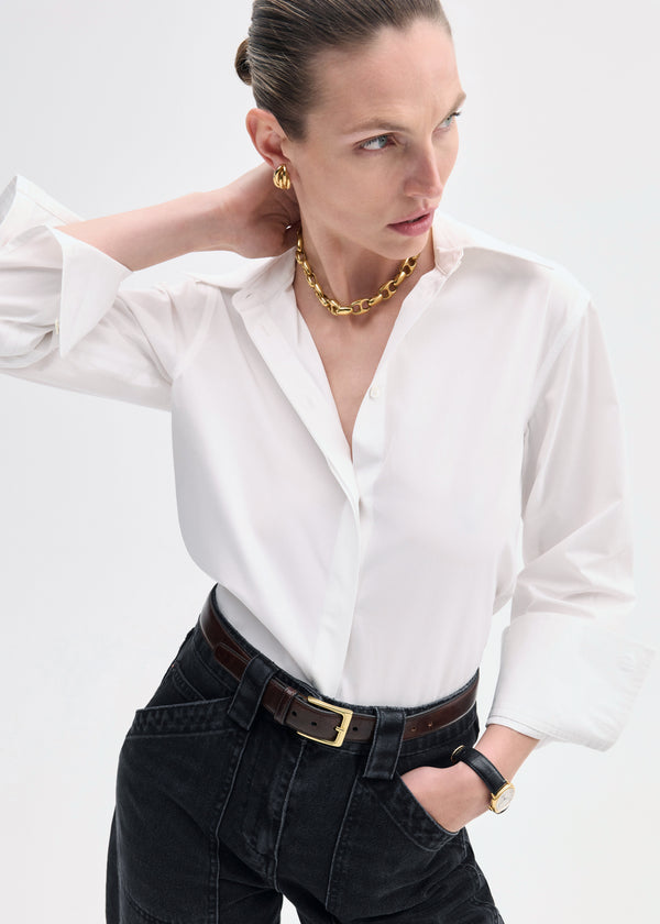 co Fitted Shirt in Cotton Poplin White