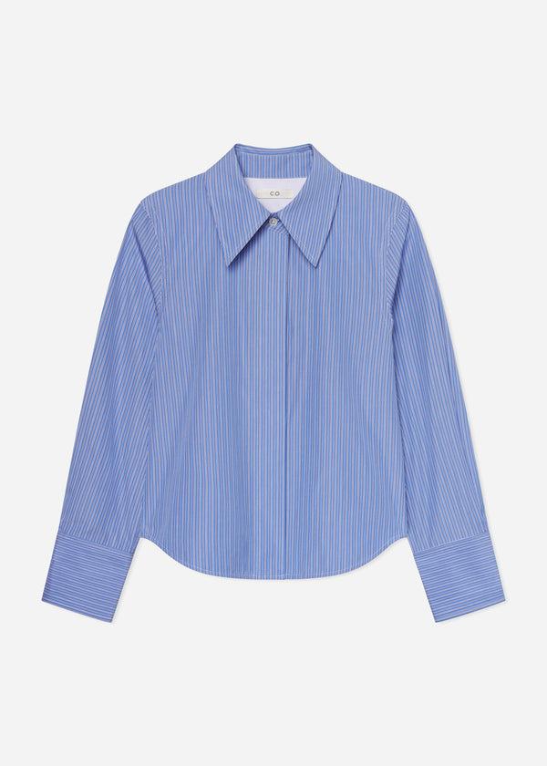 Co Fitted Shirt In Striped Poplin Blue Multi