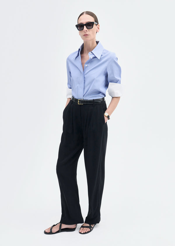 co Fitted Shirt in Striped Poplin Blue Multi