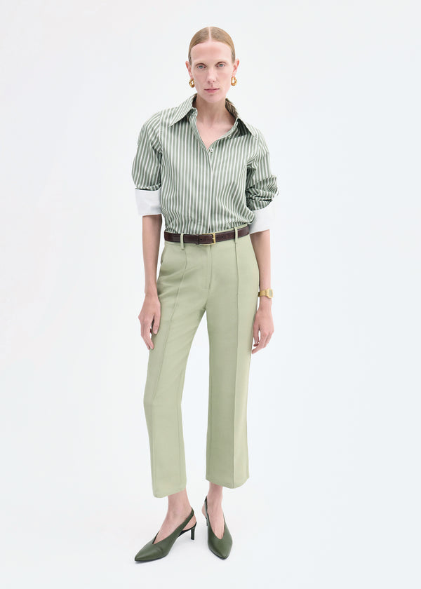 co Fitted Shirt in Striped Poplin Green Multi