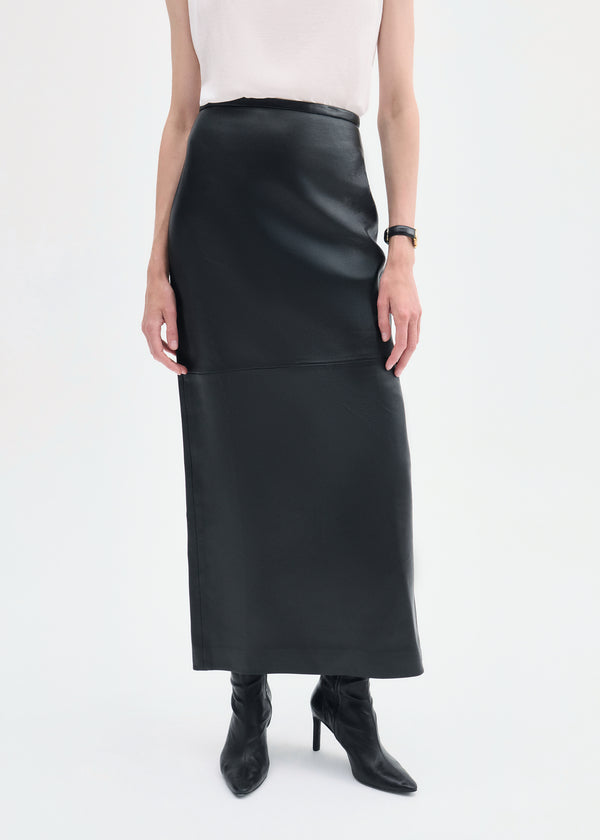Co Full-Length Pencil Skirt In Leather Black