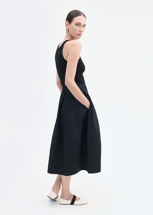 co Full Skirt in Cotton Poplin Black