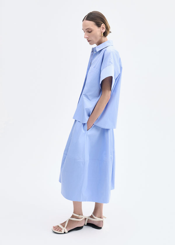 Co Full Skirt In Cotton Poplin Blue