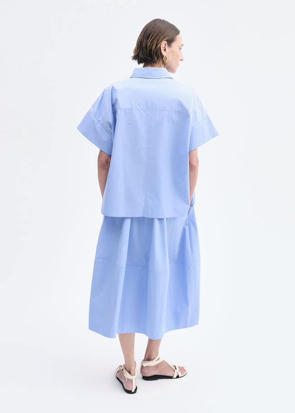Co Full Skirt In Cotton Poplin Blue