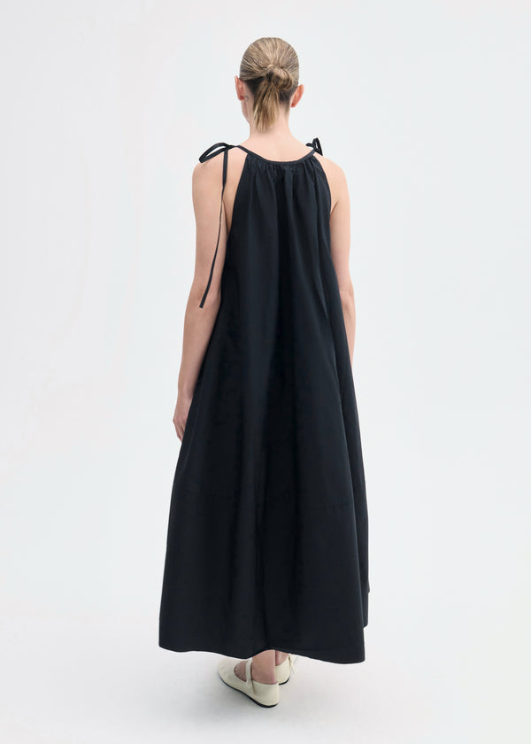 Co Gathered Halter Dress In Cotton Poplin Black