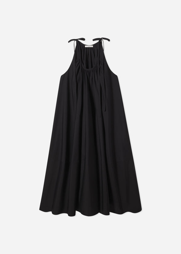 Co Gathered Halter Dress In Cotton Poplin Black