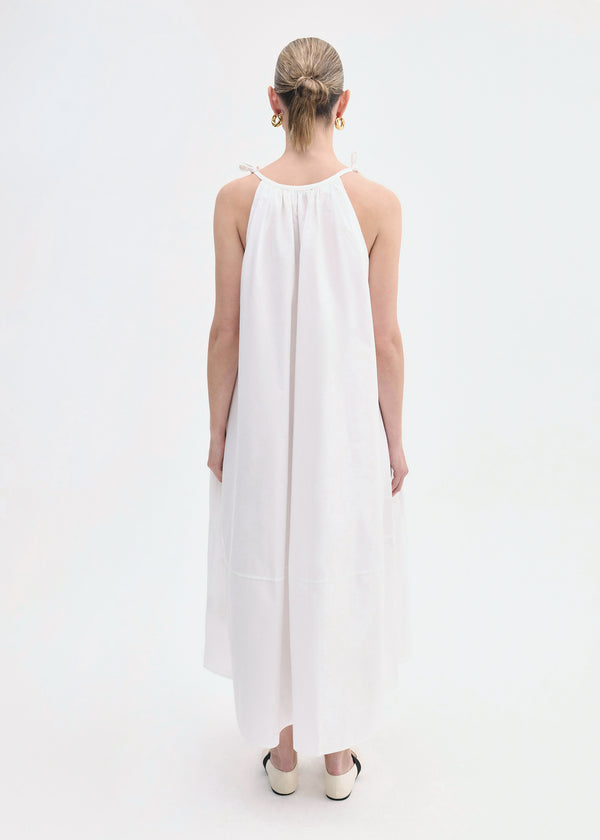 Co Gathered Halter Dress In Cotton Poplin White