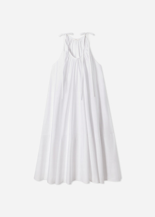 Co Gathered Halter Dress In Cotton Poplin White