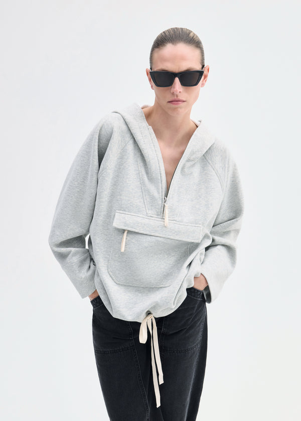 Co Hooded Pullover In Scuba Jersey Heather Grey