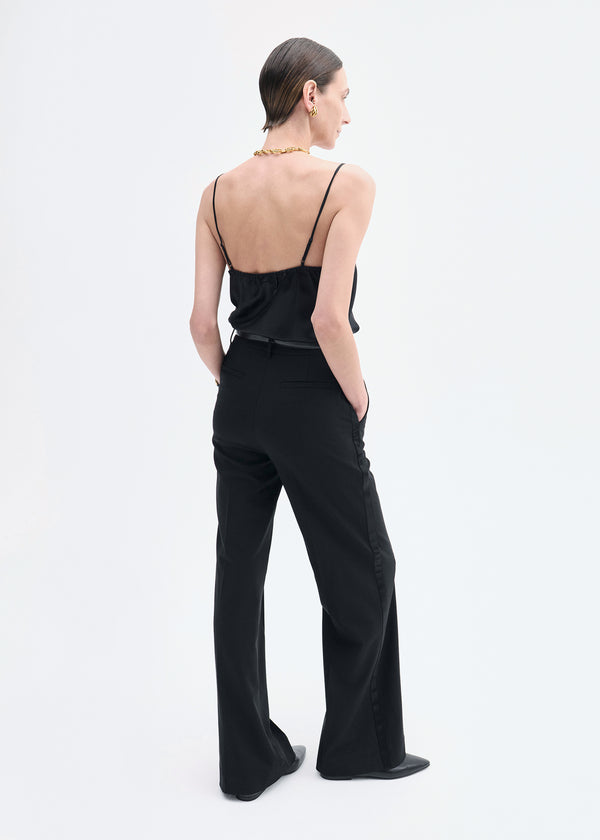 Co Lace Camisole In Silk Satin Black