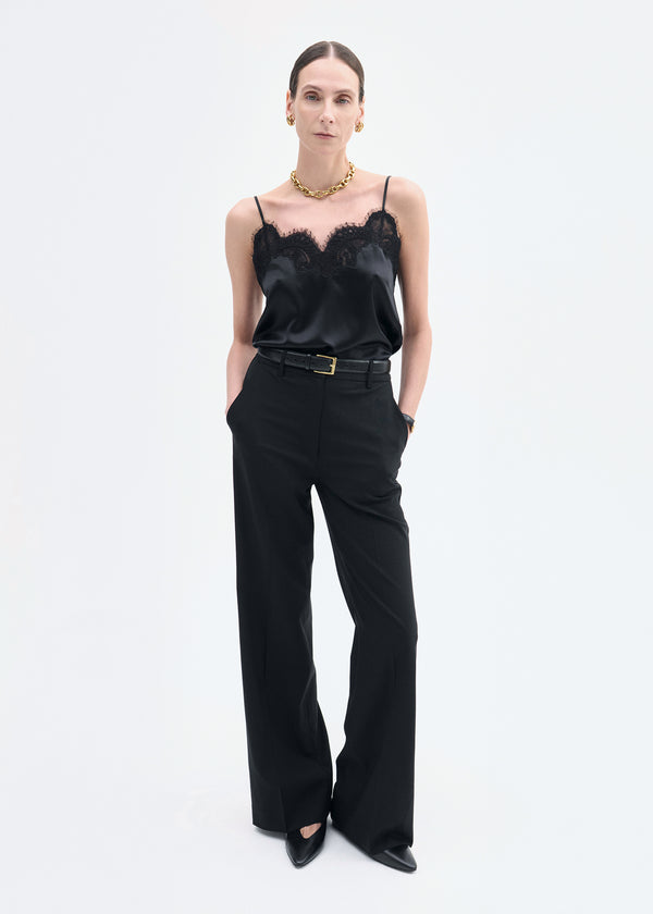 Co Lace Camisole In Silk Satin Black