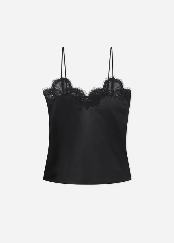 Co Lace Camisole In Silk Satin Black