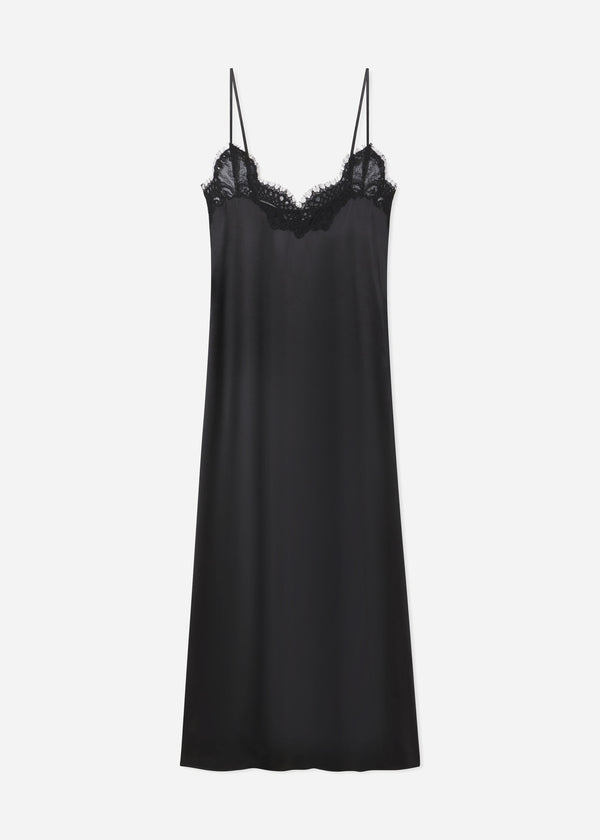 Co Lace Slip Dress In Silk Black