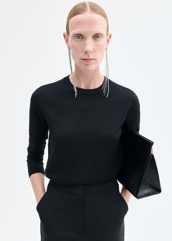 co Long Sleeve Crew in Fine Cashmere Black