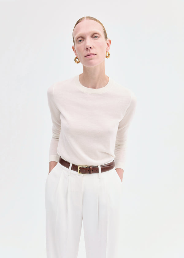 co Long Sleeve Crew in Fine Cashmere Ivory