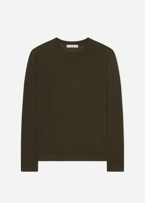 Co Long Sleeve Crew In Fine Cashmere Olive