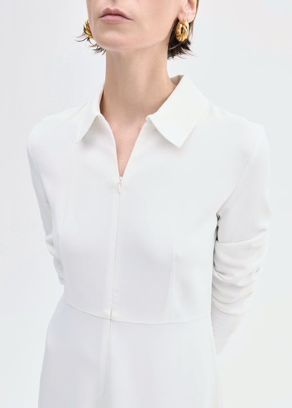 Co Long Sleeve Shirt Dress In Crepe Ivory