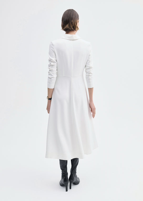 Co Long Sleeve Shirt Dress In Crepe Ivory