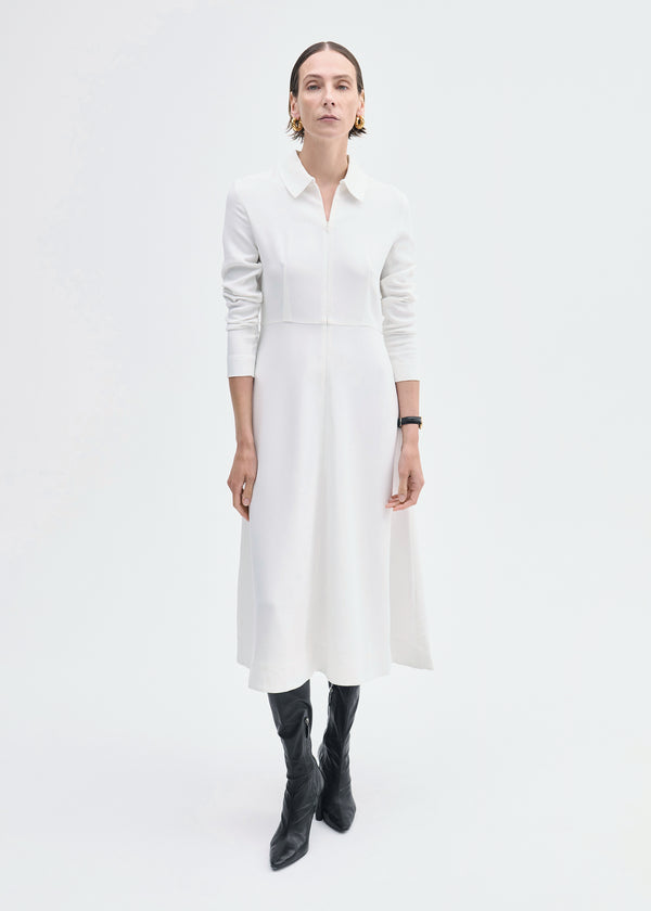 co Long Sleeve Shirt Dress in Crepe Ivory
