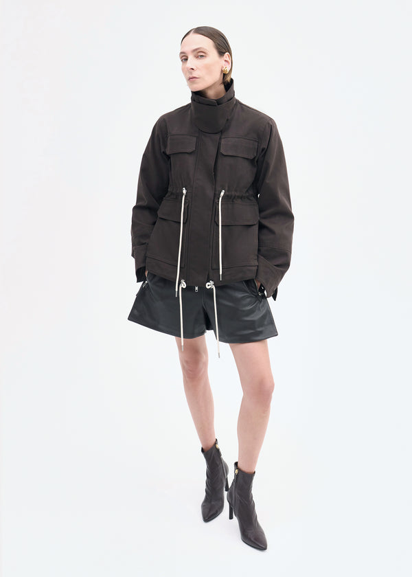 Co Military Jacket In Brushed Cotton Chocolate