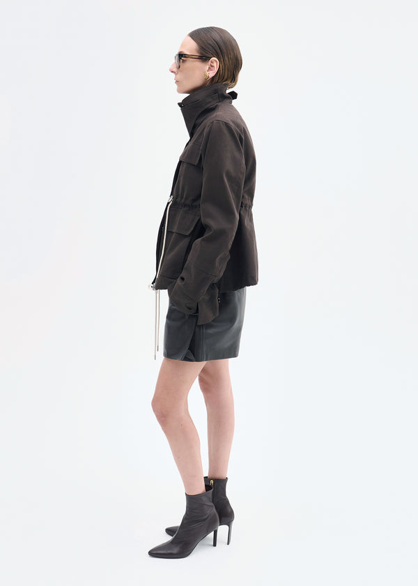 Co Military Jacket In Brushed Cotton Chocolate
