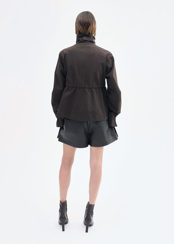 Co Military Jacket In Brushed Cotton Chocolate