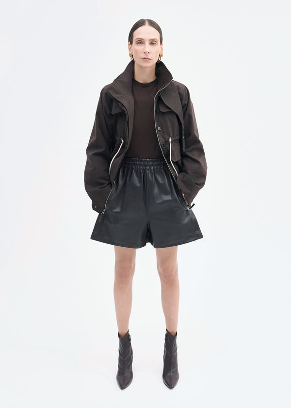 co Military Jacket in Brushed Cotton Chocolate