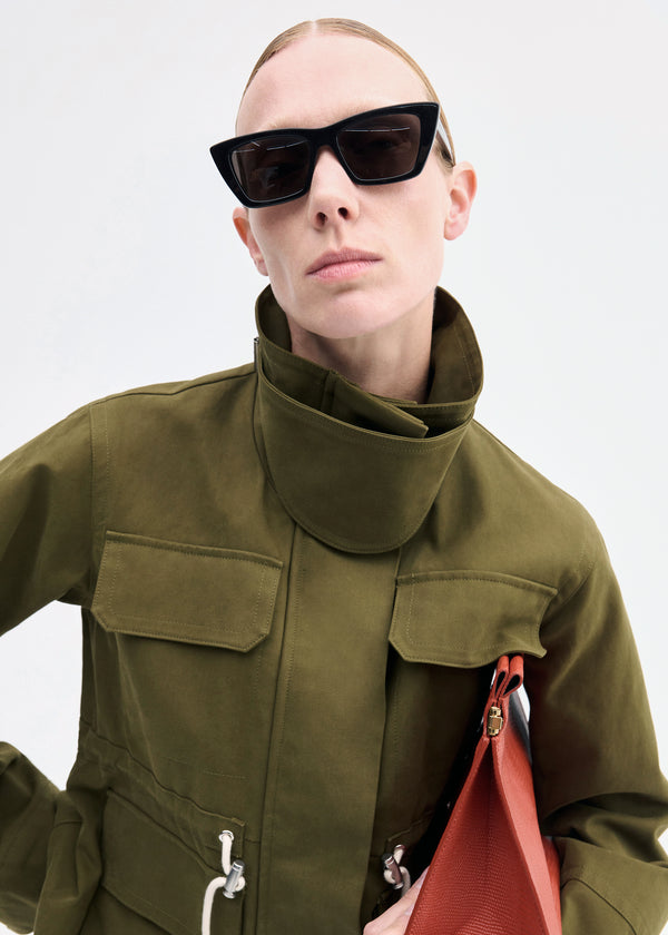 Co Military Jacket In Brushed Cotton Olive