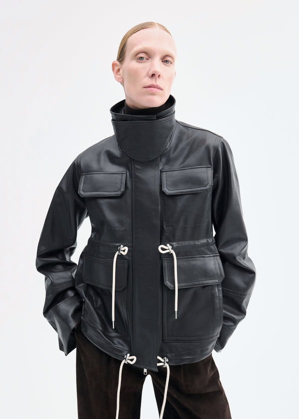 Co Military Jacket In Leather Chocolate