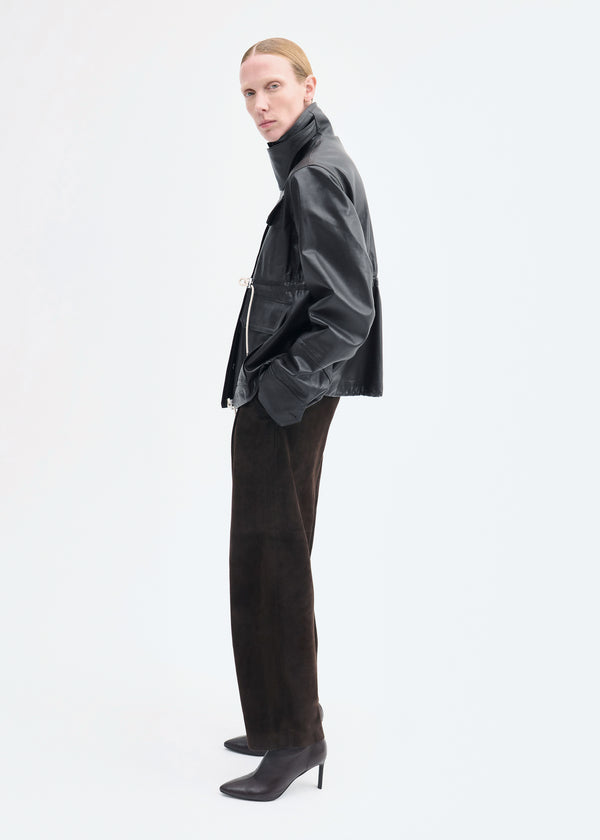 Co Military Jacket In Leather Chocolate