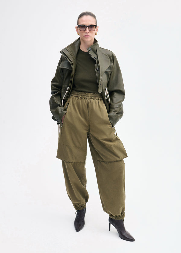 Co Military Jacket In Leather Olive