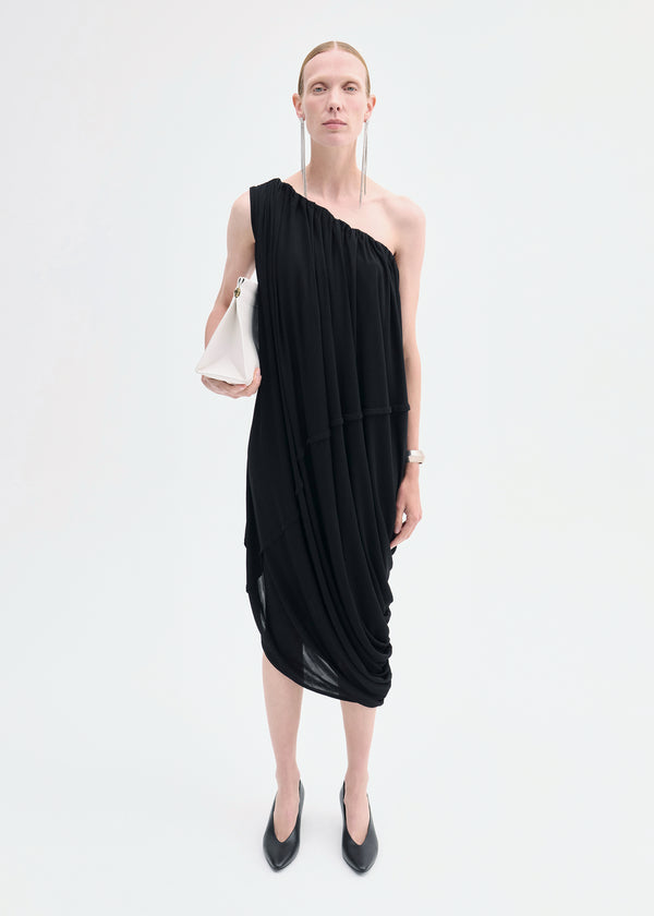 co One-Shoulder Dress in Viscose Jersey Black