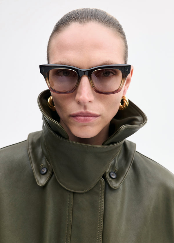 Co Oversized Field Jacket In Leather Olive