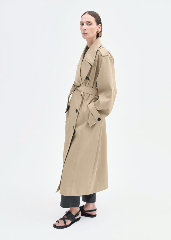 Co Oversized Trench In Cotton Twill Camel