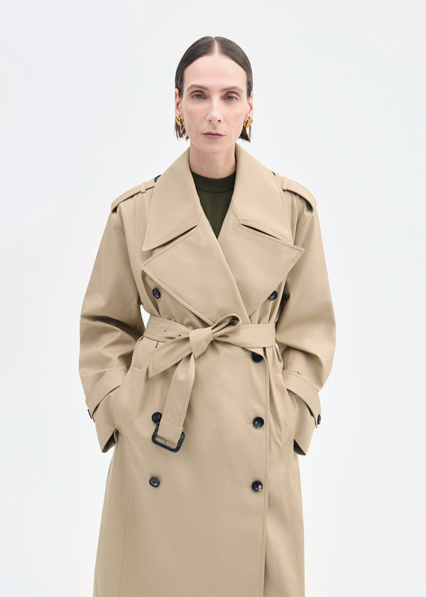 Co Oversized Trench In Cotton Twill Camel