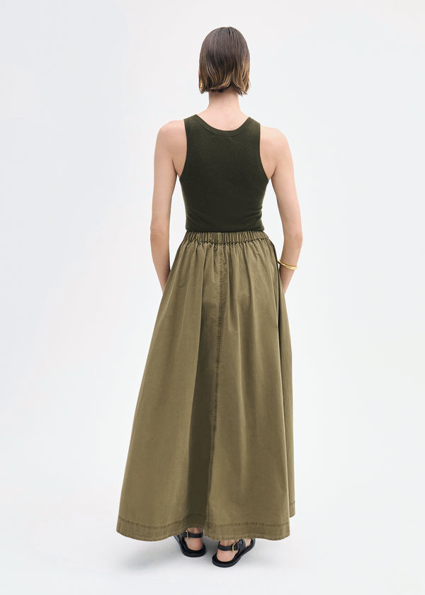 Co Parachute Skirt In Cotton Twill Olive