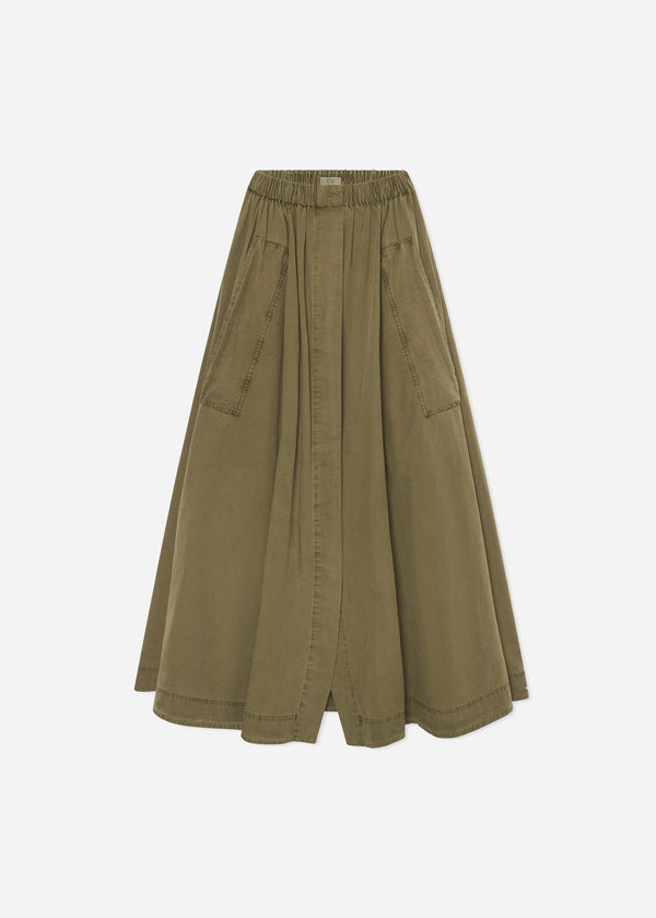 Co Parachute Skirt In Cotton Twill Olive