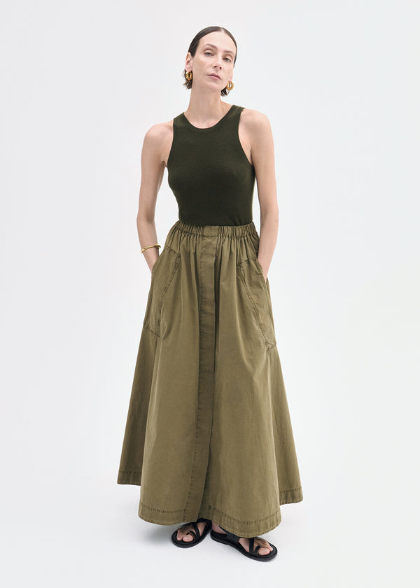 co Parachute Skirt in Cotton Twill Olive